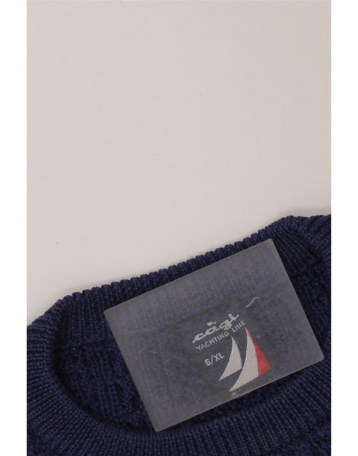 Ανδρικό πουλόβερ VINTAGE Crew Neck Jumper XL Navy Blue Virgin Wool