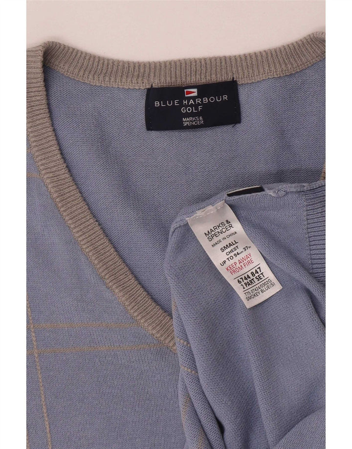 Marks & Spencer Ανδρικό γιλέκο γκολφ Tank Top Μικρό μπλε βαμβακερό