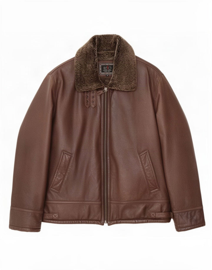 Ανδρικό Shearling Jacket Itallo IT 50 Large Brown Δερμάτινο