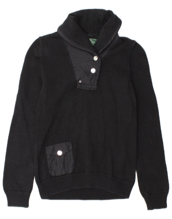 Ralph Lauren Γυναικείο πουλόβερ με λαιμόκοψη με σάλι UK 6 XS μαύρο βαμβακερό