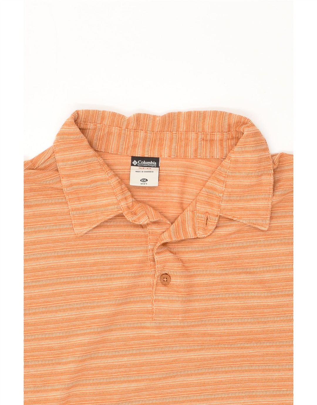 COLUMBIA Mens Polo Shirt 2XL Orange Striped Cotton | Vintage Columbia | Thrift | Second-Hand Columbia | Used Clothing | Messina Hembry 