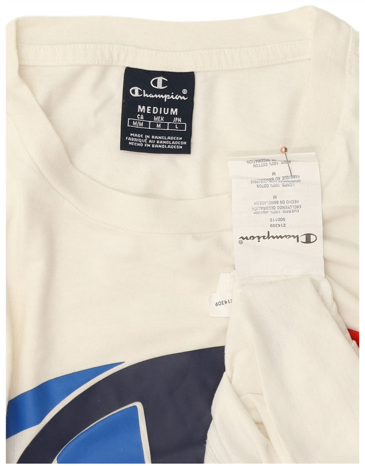 Ανδρικό γραφικό T-Shirt Champion Top από μεσαίο λευκό βαμβακερό