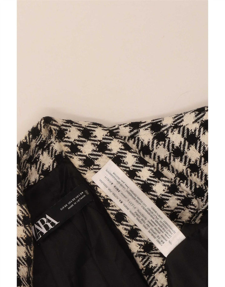Zara Γυναικείο Μπλέιζερ Διπλό Μπουφάν UK 6 XS Μαύρο Gingham Polyester