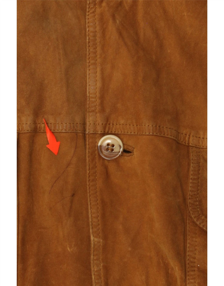 VINTAGE Ανδρικό Bomber Suede Jacket IT 54 2XL Καφέ Δερμάτινο