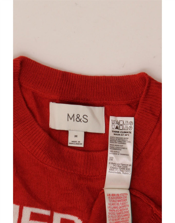 Ανδρικό πουλόβερ Marks & Spencer Graphic Crew Neck Jumper Medium Red Christmas