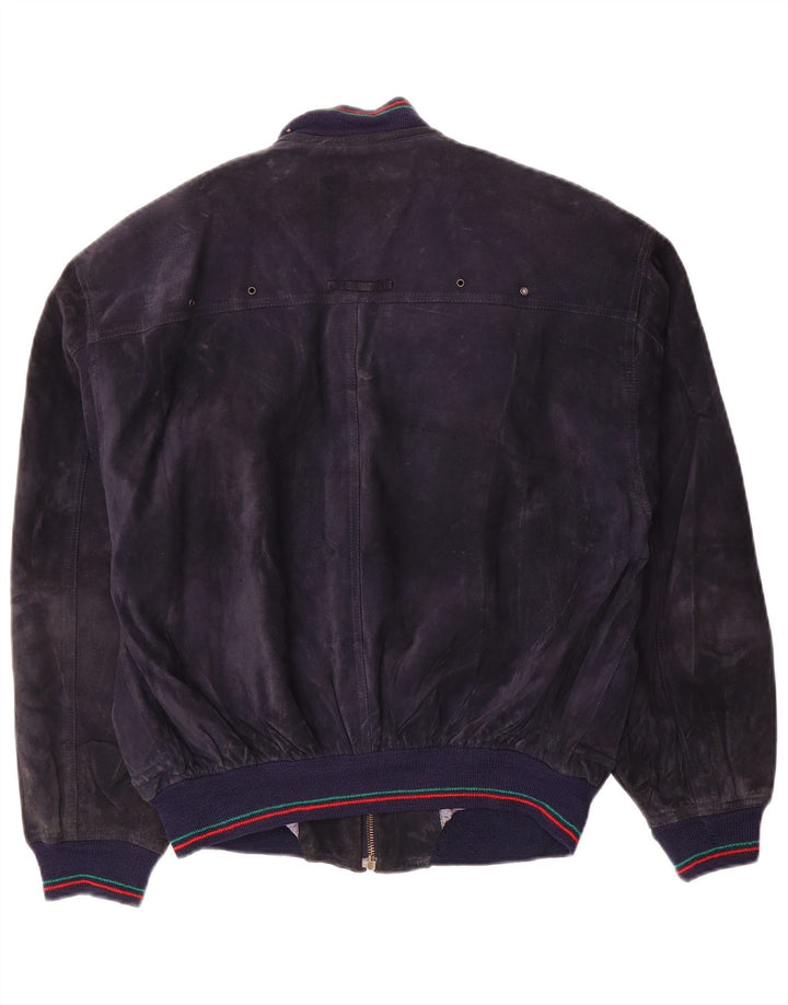 Cinquanta Ανδρικό Suede Bomber Jacket IT 48 Medium Navy Blue Leather