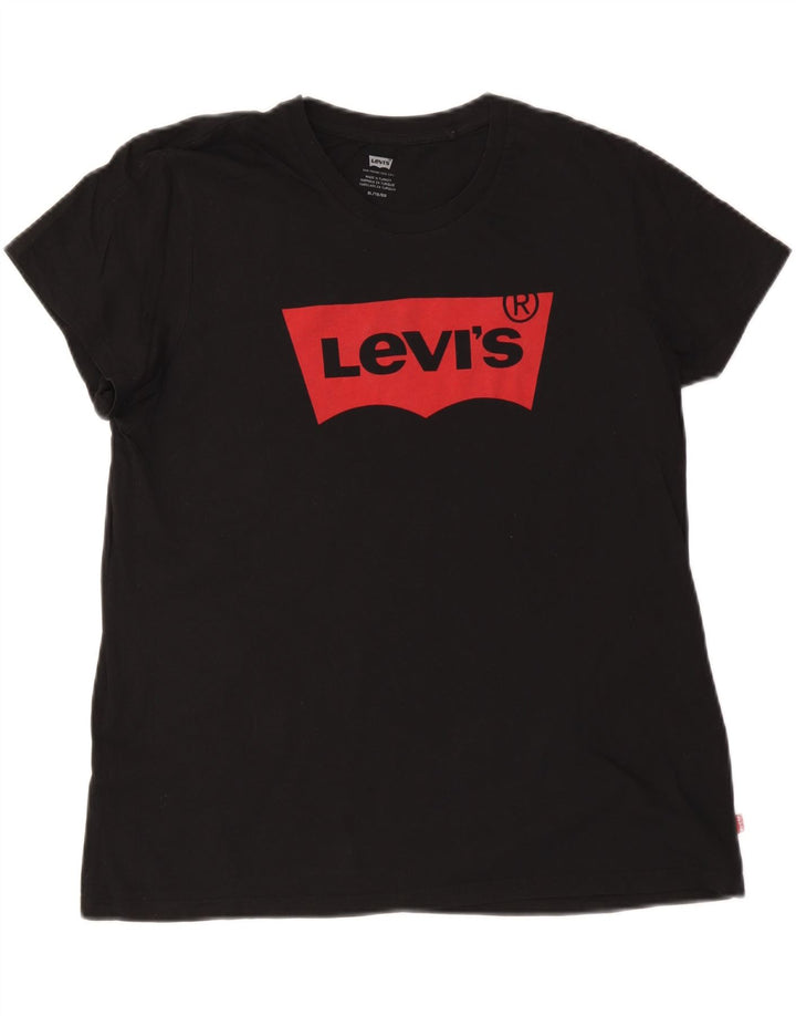 Γυναικείο γραφικό T-Shirt LEVI'S Top UK 18 XL Μαύρο