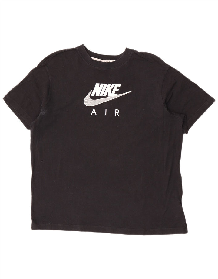 Ανδρικό γραφικό μπλουζάκι Nike, μεσαίο μαύρο βαμβακερό