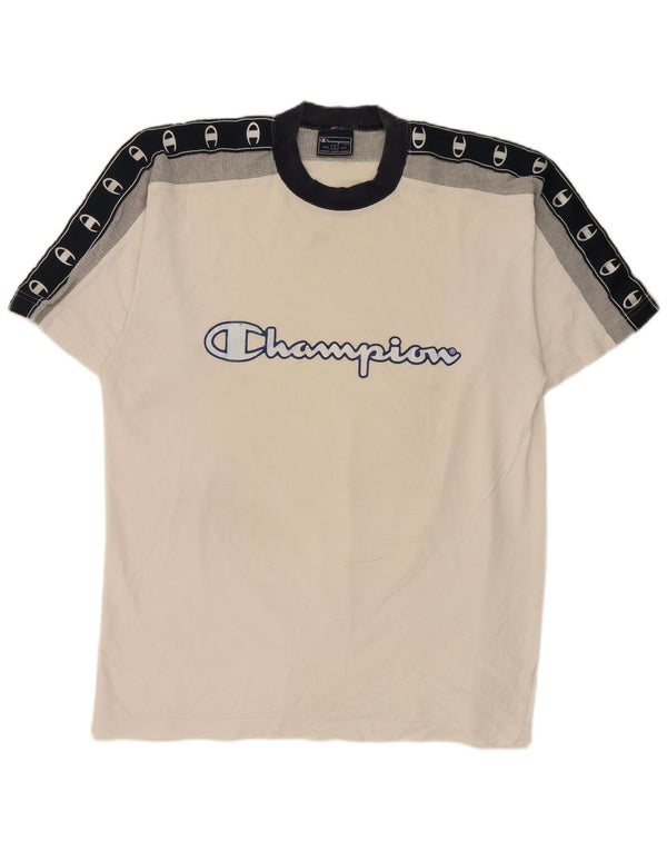 Ανδρικό γραφικό μπλουζάκι Champion Top Large White Colourblock Βαμβακερό