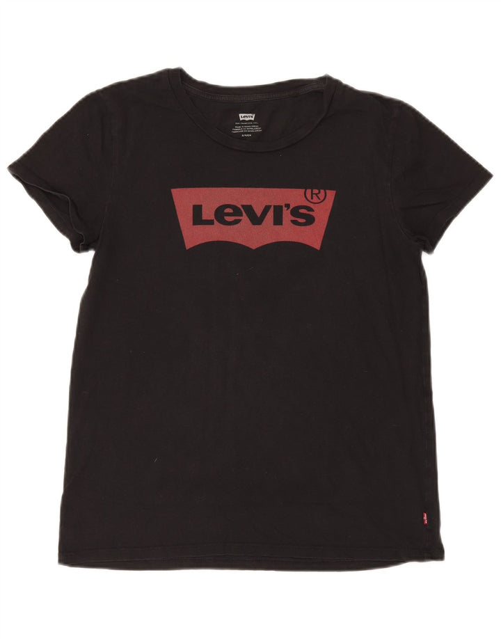 Γυναικείο γραφικό T-Shirt Levi's Top UK 10 Small Black