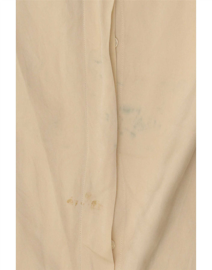 Vintage γυναικείο υπερμεγέθη πουκάμισο UK 8 Small Beige Silk