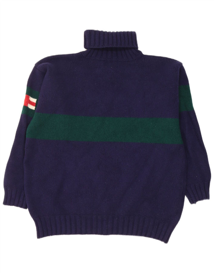 Hackett γυναικείο πουλόβερ με ρολό λαιμόκοψη UK 18 XL Navy Blue Colorblock μαλλί