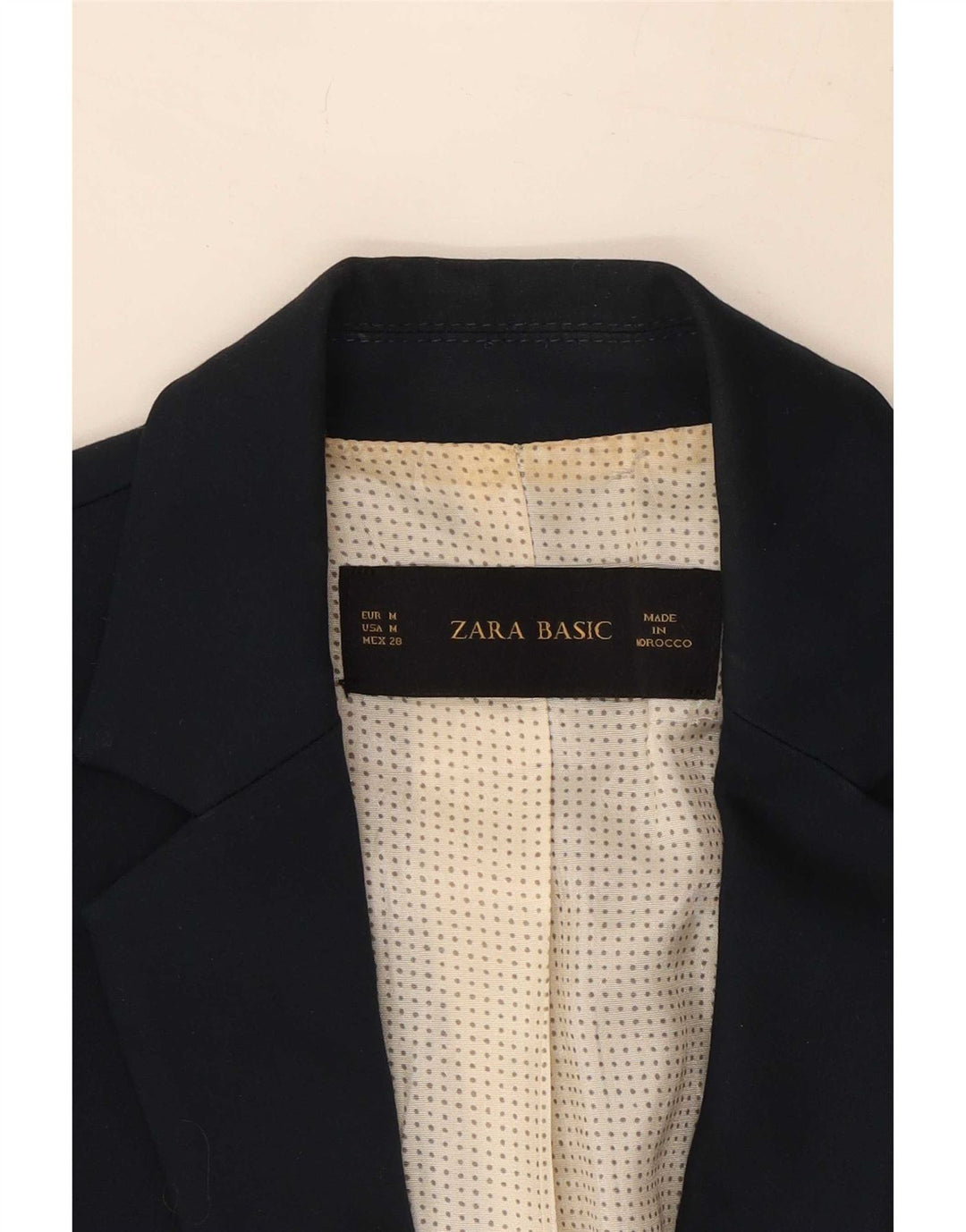 Zara Γυναικείο Μπλέιζερ με 1 Κουμπί Μπουφάν UK 12 Βαμβακερό μεσαίο ναυτικό μπλε