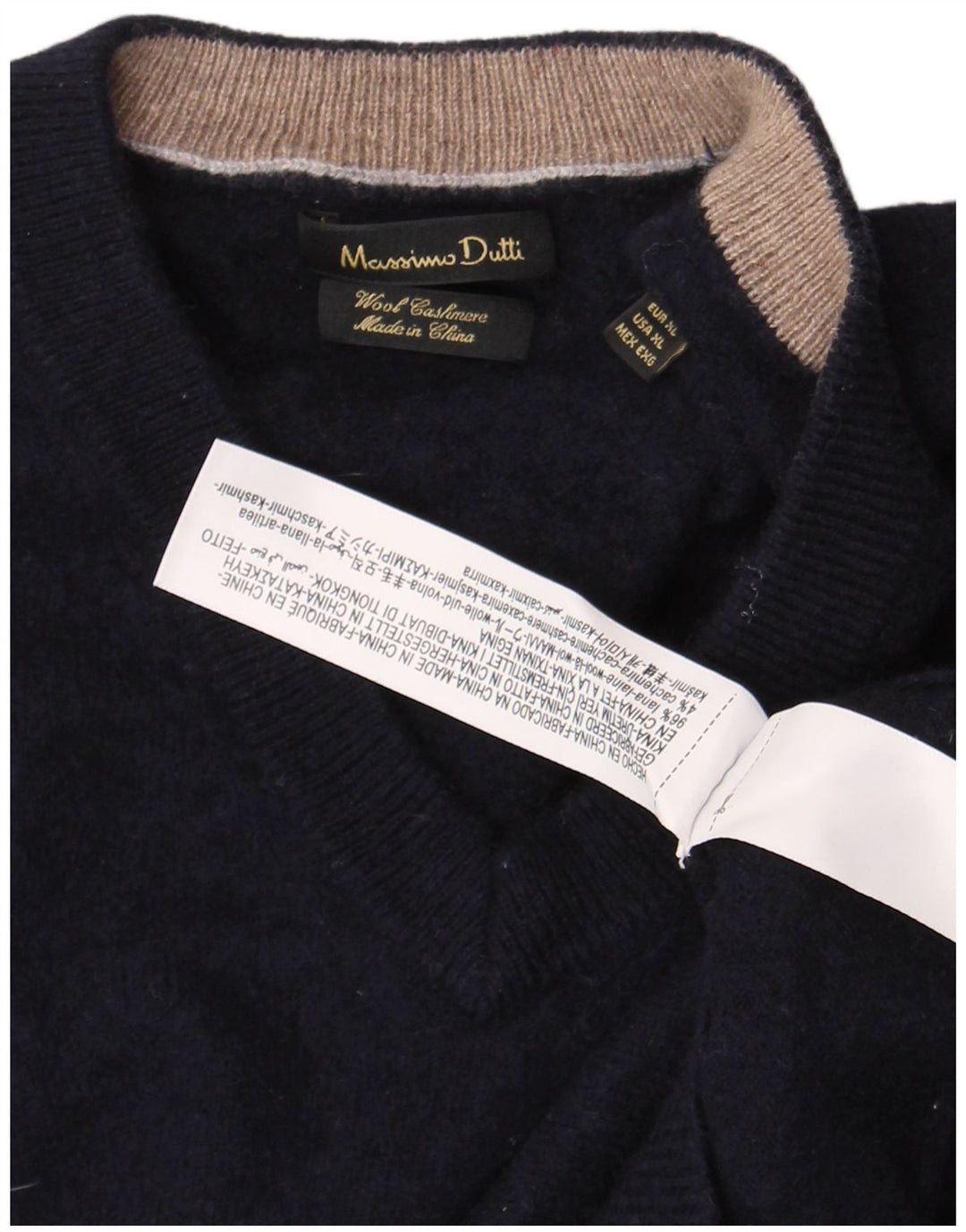 Massimo Dutti Γυναικείο πουλόβερ με λαιμόκοψη με V λαιμόκοψη UK 18 XL Navy Blue Wool