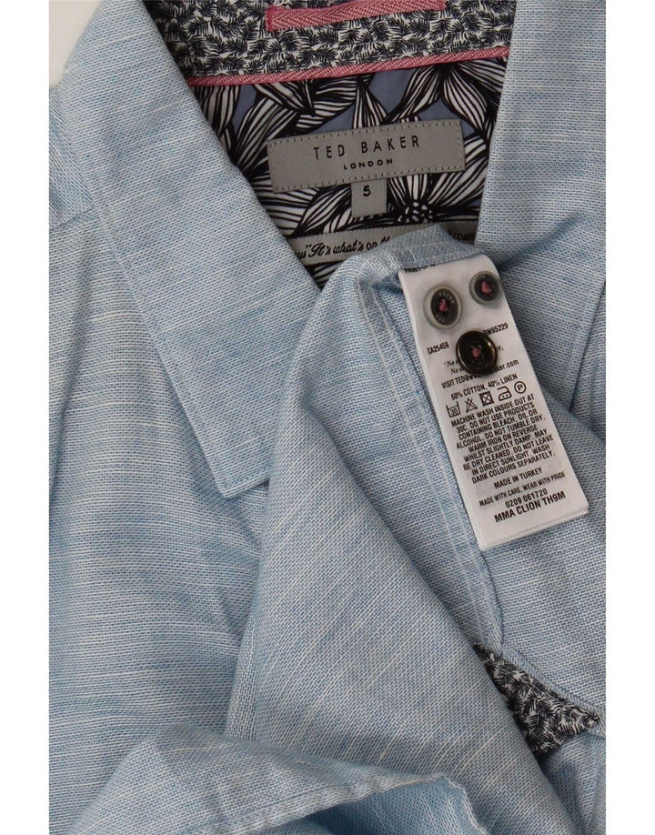 Ted Baker Ανδρικό κοντομάνικο πουκάμισο, μέγεθος 5 XL, βαμβακερό σε μπλε φλύκταινες
