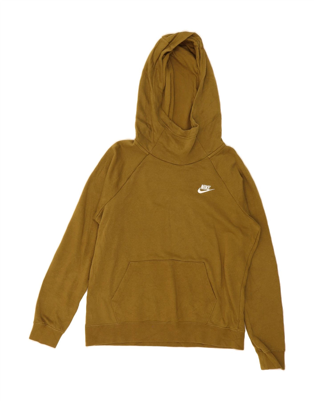 NIKE Womens Hoodie Jumper UK 14 Medium Khaki Cotton Vintage Nike and Second-Hand Nike from Messina Hembry 