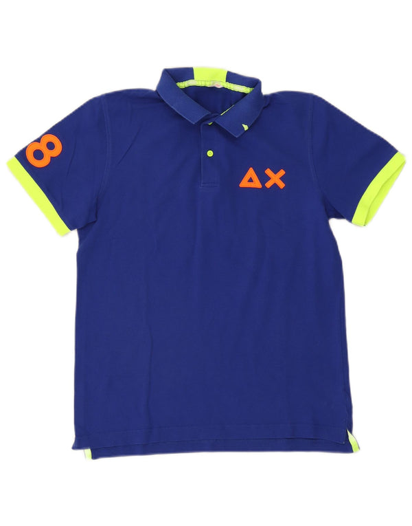 Sun68 Boys Graphic Polo 13-14 Years Blue Colourblock Βαμβακερό