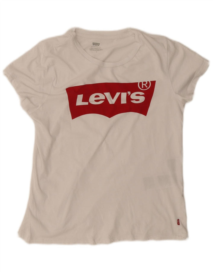 Γυναικείο γραφικό μπλουζάκι Levi's Top UK 12 μεσαίο λευκό βαμβακερό