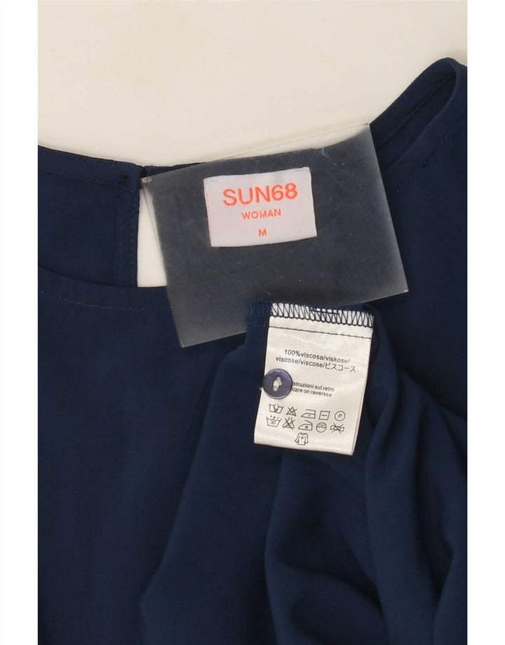Sun68 Γυναικεία Μπλούζα Τοπ UK 14 Medium Navy Blue Viscose