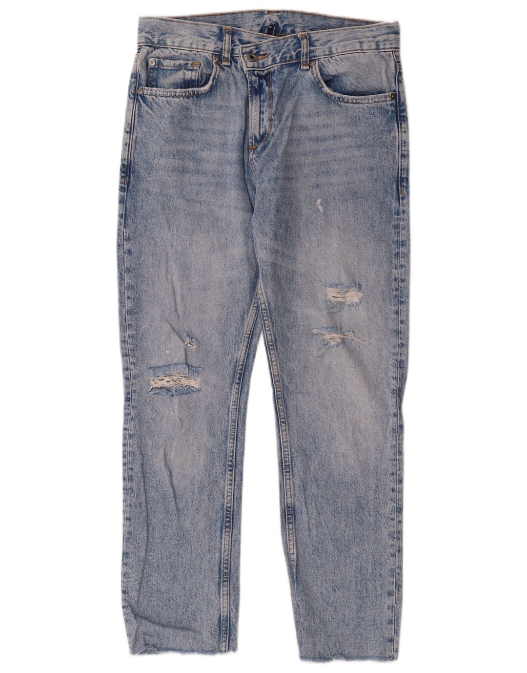 Liu Jo Womens Distressed Cropped Jeans W27 L27 Blue Cotton