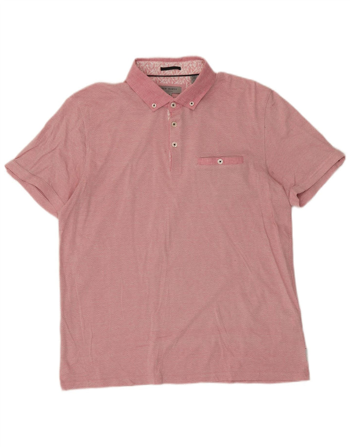 Ted Baker Ανδρικό Πόλο Μπλουζάκι Νούμερο 4 Μεγάλο Ροζ Chevron Βαμβακερό