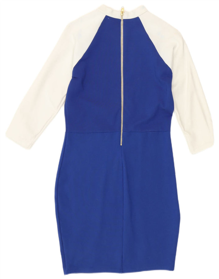 KAREN MILLEN Γυναικείο Bodycon Φόρεμα UK 12 Medium Blue Colorblock Μοντέρνο