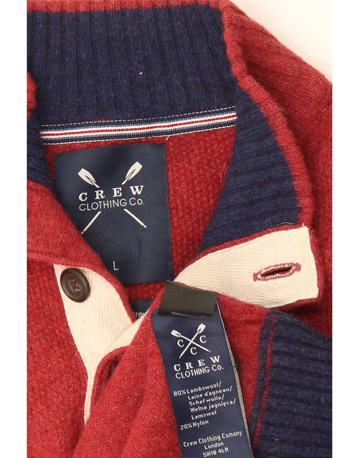 Crew Clothing Ανδρικό πουλόβερ με λαιμό με κουμπιά Μεγάλο κόκκινο μαλλί αρνιού