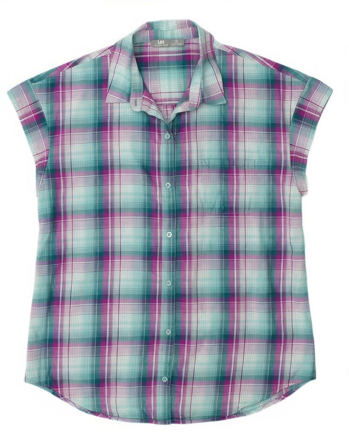 Lee Womens Riders Αμάνικο πουκάμισο UK 14 Μεσαίο Πράσινο Check Polyester