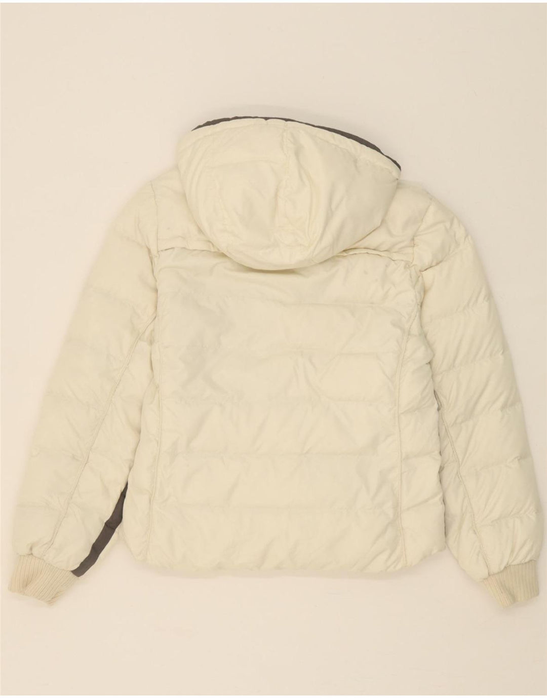 CHAMPION Womens Hooded Padded Jacket UK 10 Small Off White Vintage Champion and Second-Hand Champion from Messina Hembry 
