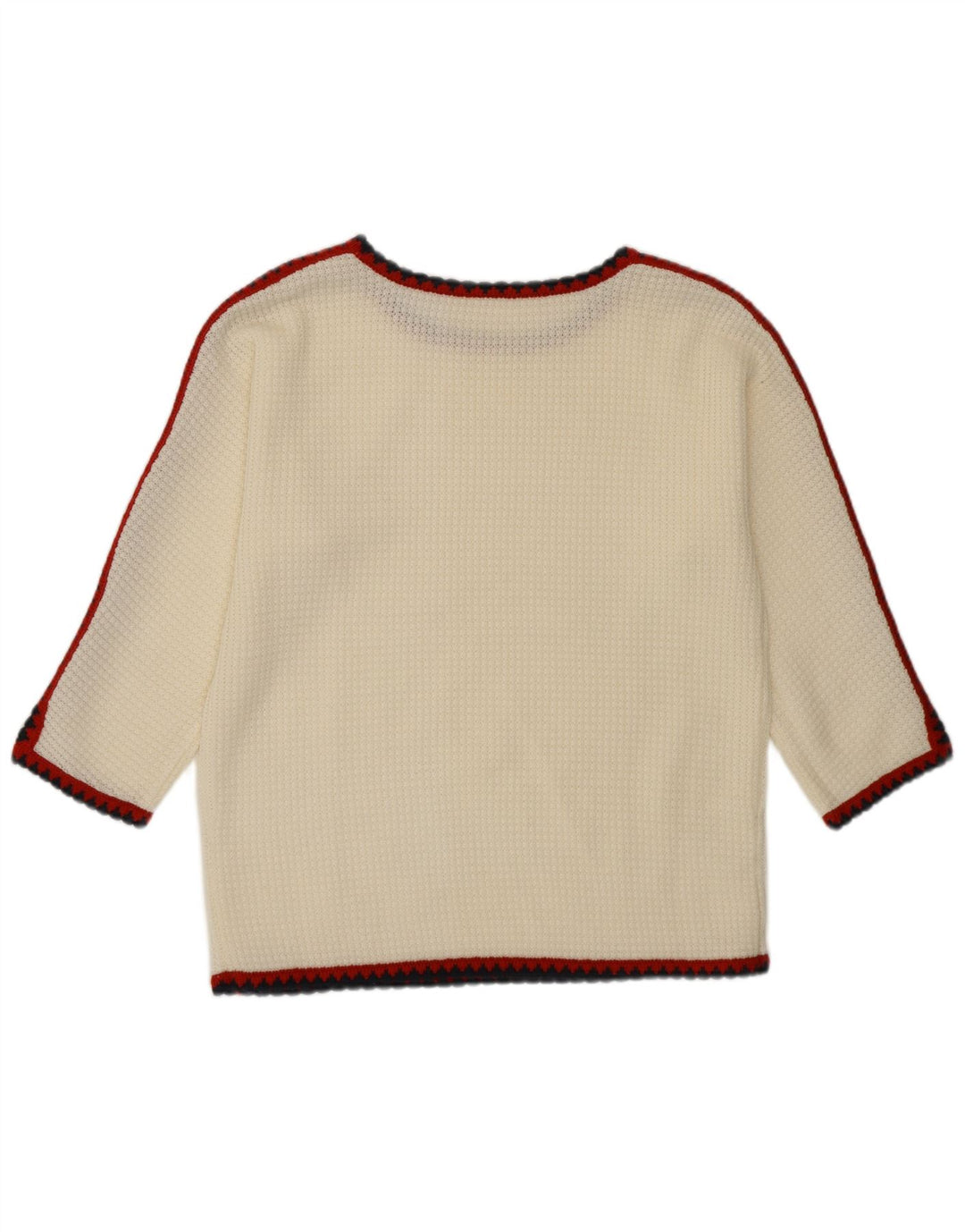 VINTAGE Γυναικείο μανίκι 3/4 πουλόβερ με λαιμόκοψη UK 16 μεγάλο λευκό