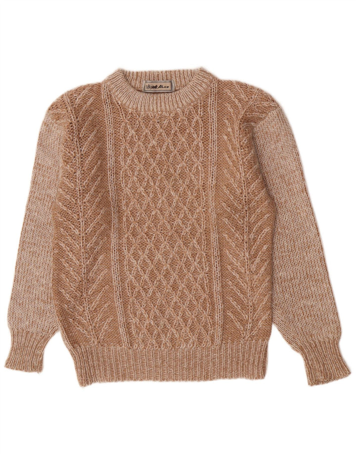 Vintage Ανδρικό πουλόβερ Regular Fit Crew Neck Jumper Medium καφέ γεωμετρικό