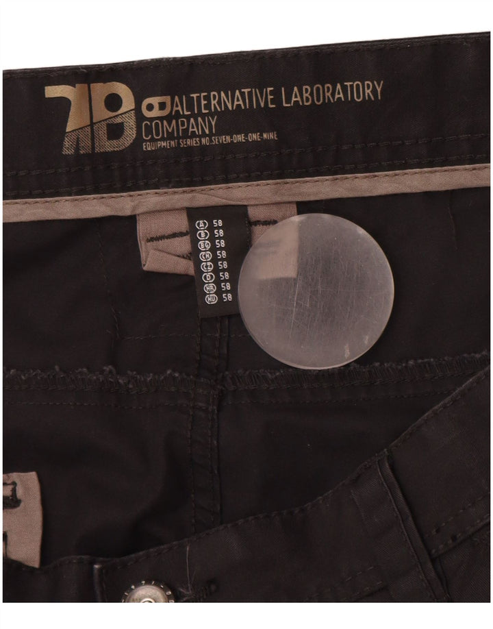 ANGELO LITRICO Ανδρικό σορτς βερμούδα Cargo EU 58 4XL W42 Μαύρο βαμβακερό