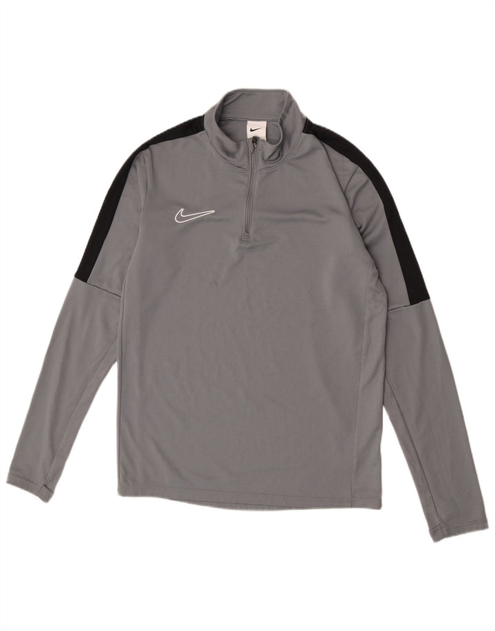 Μακρυμάνικο μπλουζάκι με φερμουάρ Nike ανδρικό Dri Fit Μικρό γκρι πολυεστέρας