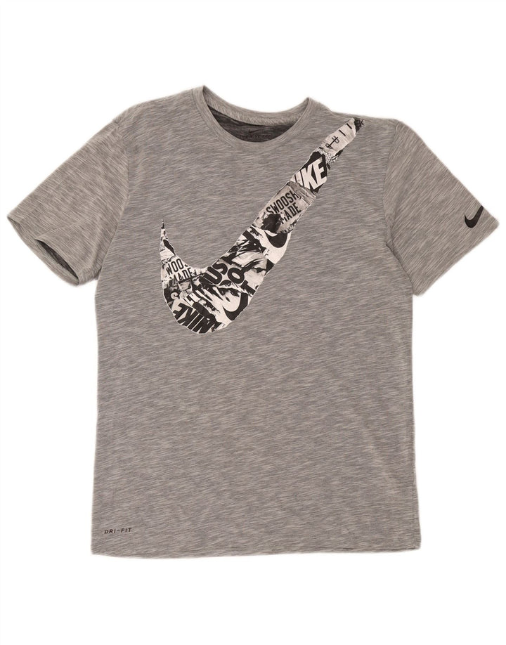 Μπλουζάκι Nike ανδρικό Dri Fit γραφικό μπλουζάκι, μεσαίο βαμβακερό γκρι