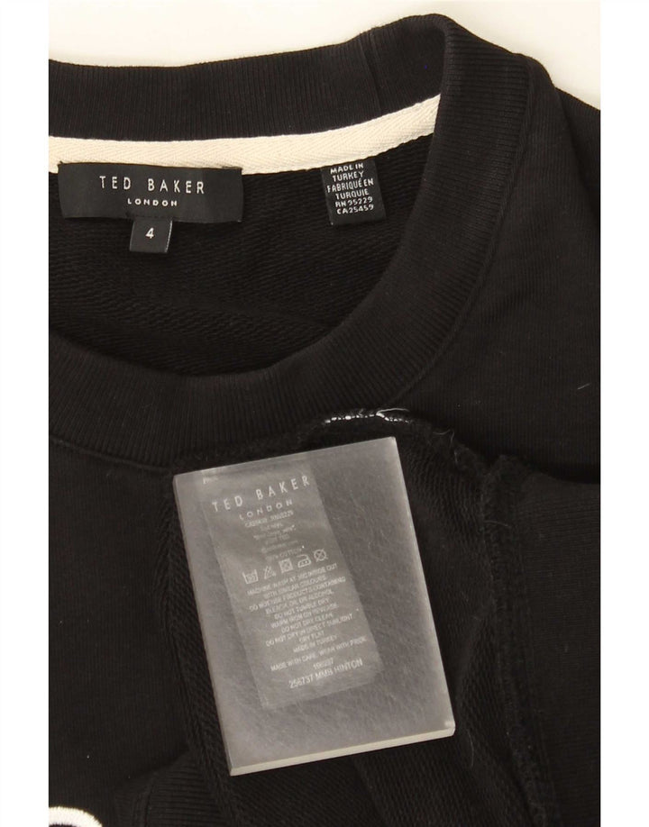 Ted Baker Ανδρικό γραφικό φούτερ Jumper Size 4 Μεγάλο μαύρο βαμβακερό