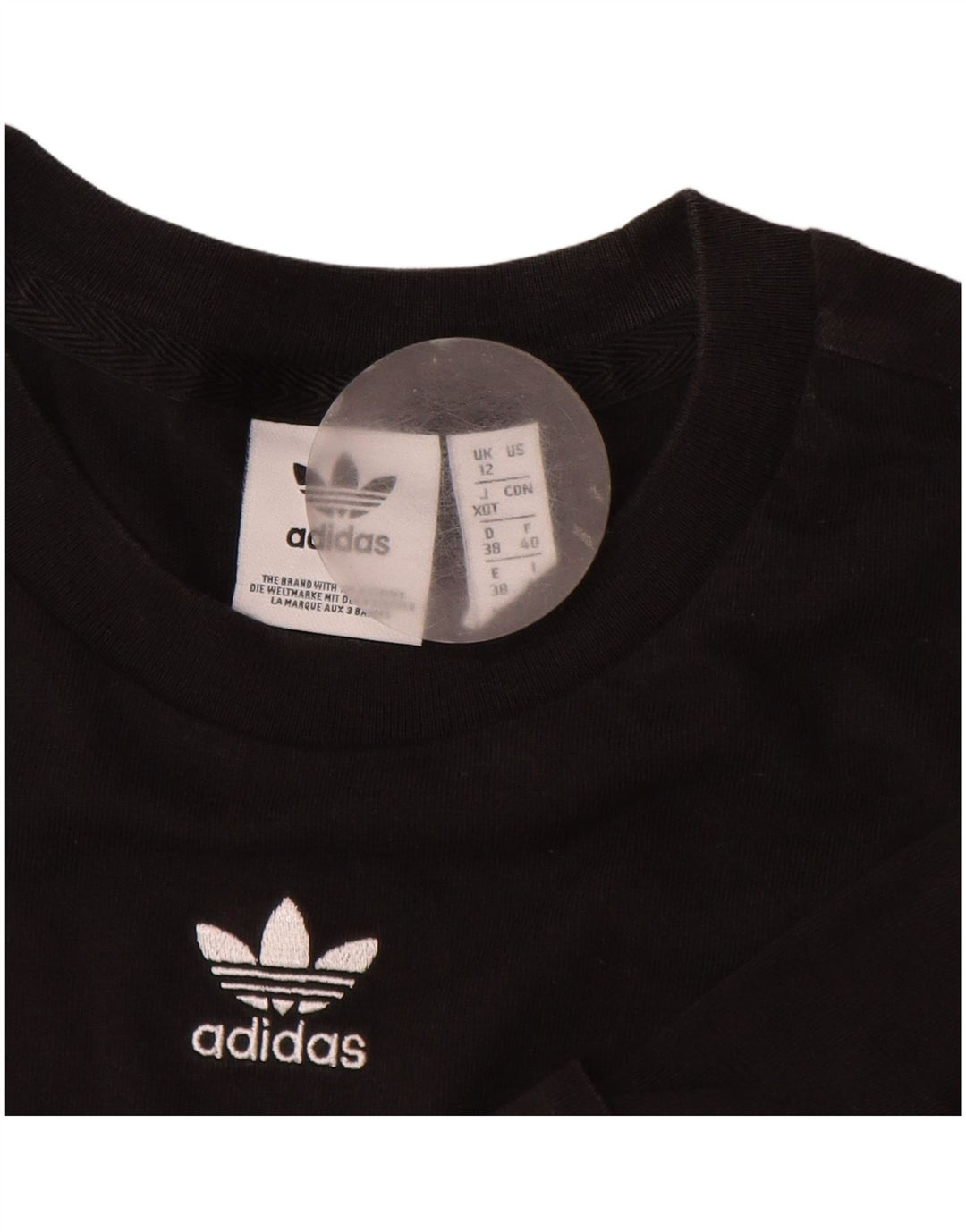 Γυναικείο T-Shirt ADIDAS Crop Top UK 12 Medium Black Cotton