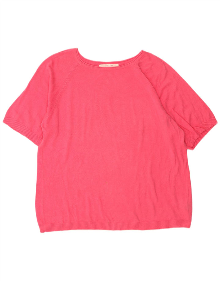 Zara Γυναικείο πουλόβερ με λαιμόκοψη μεγάλου μεγέθους UK 14 Medium Pink