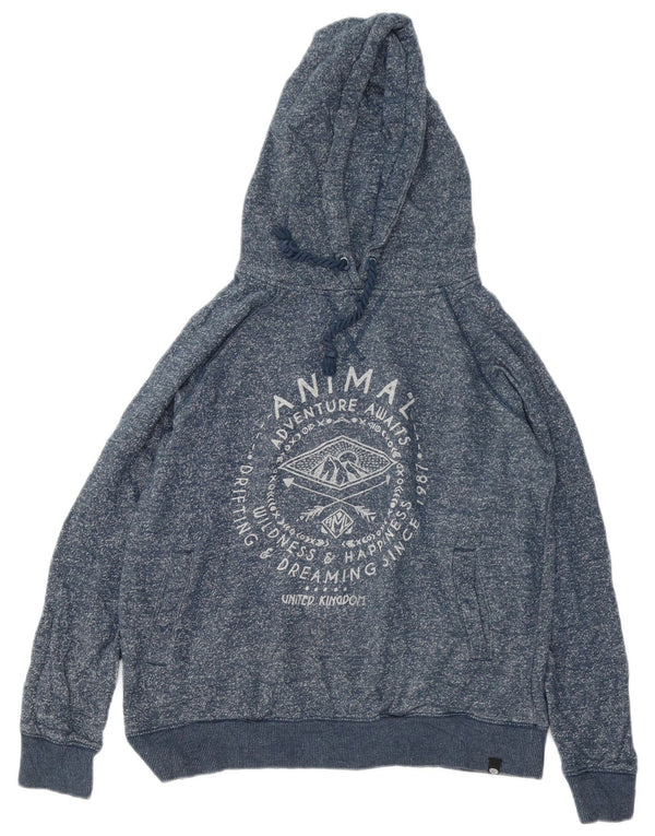Animal Girls Graphic Oversized Hoodie Jumper 11-12 Years Navy Blue Flecked
