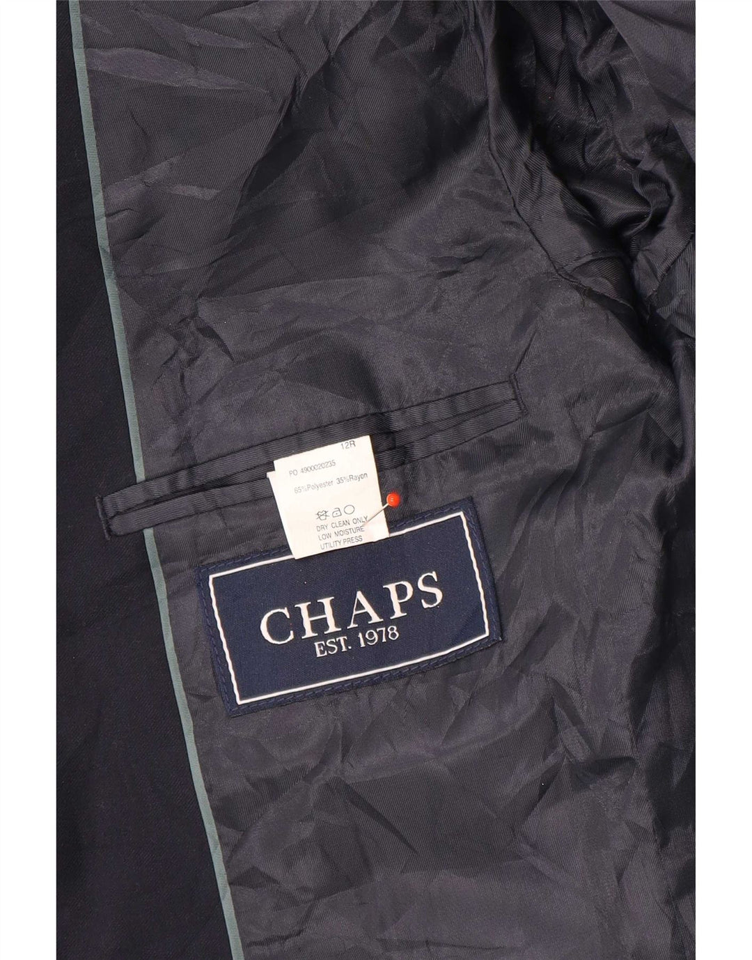 Chaps Boys 2 Button Blazer Jacket 11-12 Years Navy Blue Polyester