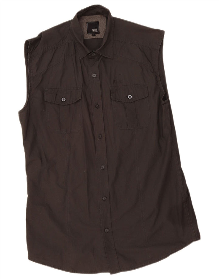 Jack & Jones Ανδρικό γραφικό αμάνικο πουκάμισο μεσαίο γκρι βαμβακερό