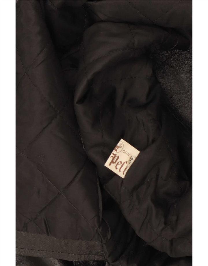 Vintage Γυναικείο Loose Fit Δερμάτινο Παλτό IT 40 Small Black