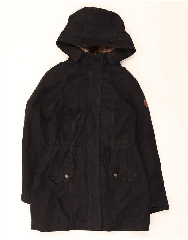 HOLLISTER Γυναικείο μπουφάν Parka με κουκούλα UK 14 Medium Μαύρο Πολυεστέρας