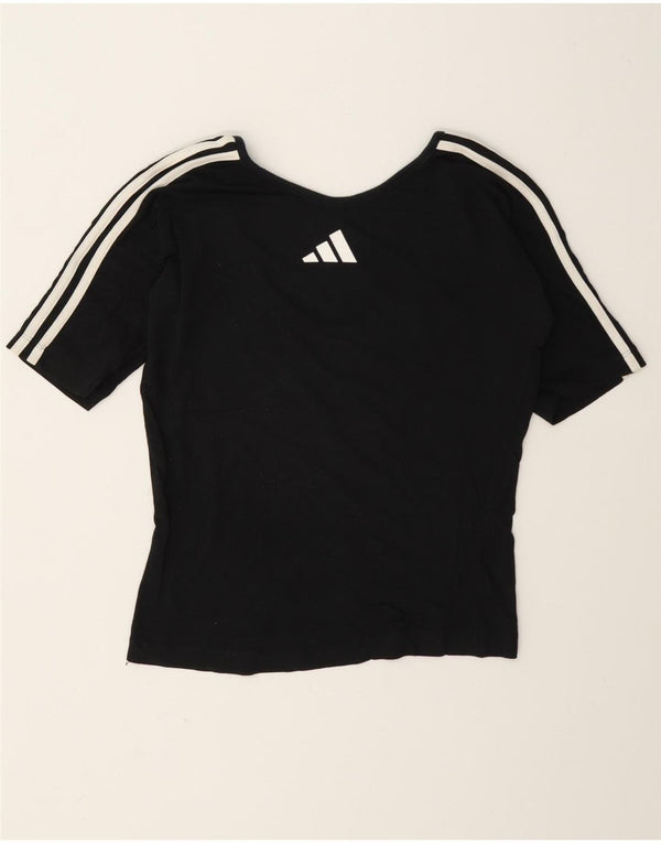 Adidas Womens Crop Graphic T-Shirt Top UK 12 Medium Black Cotton