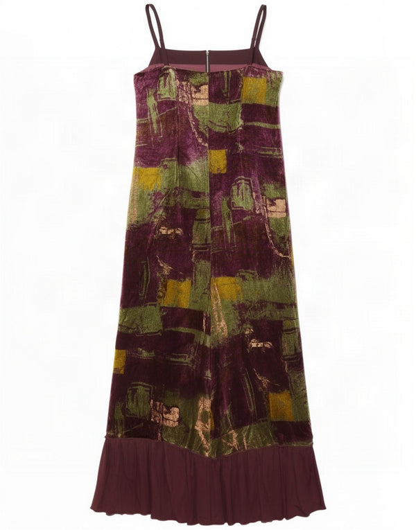 Luis Civit Γυναικείο Maxi Abstract Pattern Slip Dress UK 10 Small Purple