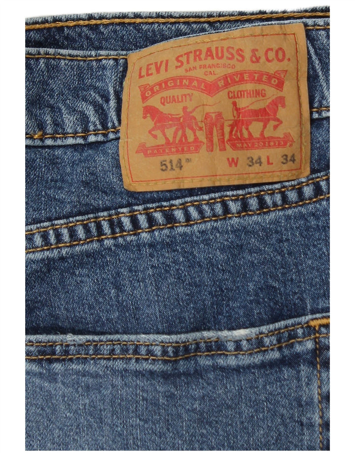 Levi's Mens 514 Straight Jeans W34 L32 Μπλε βαμβακερό