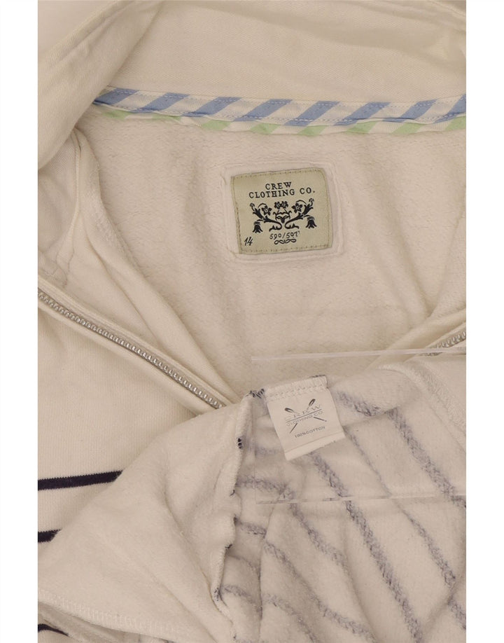 CREW CLOTHING Γυναικεία φούτερ με φερμουάρ Jumper UK 14 Large White ριγέ