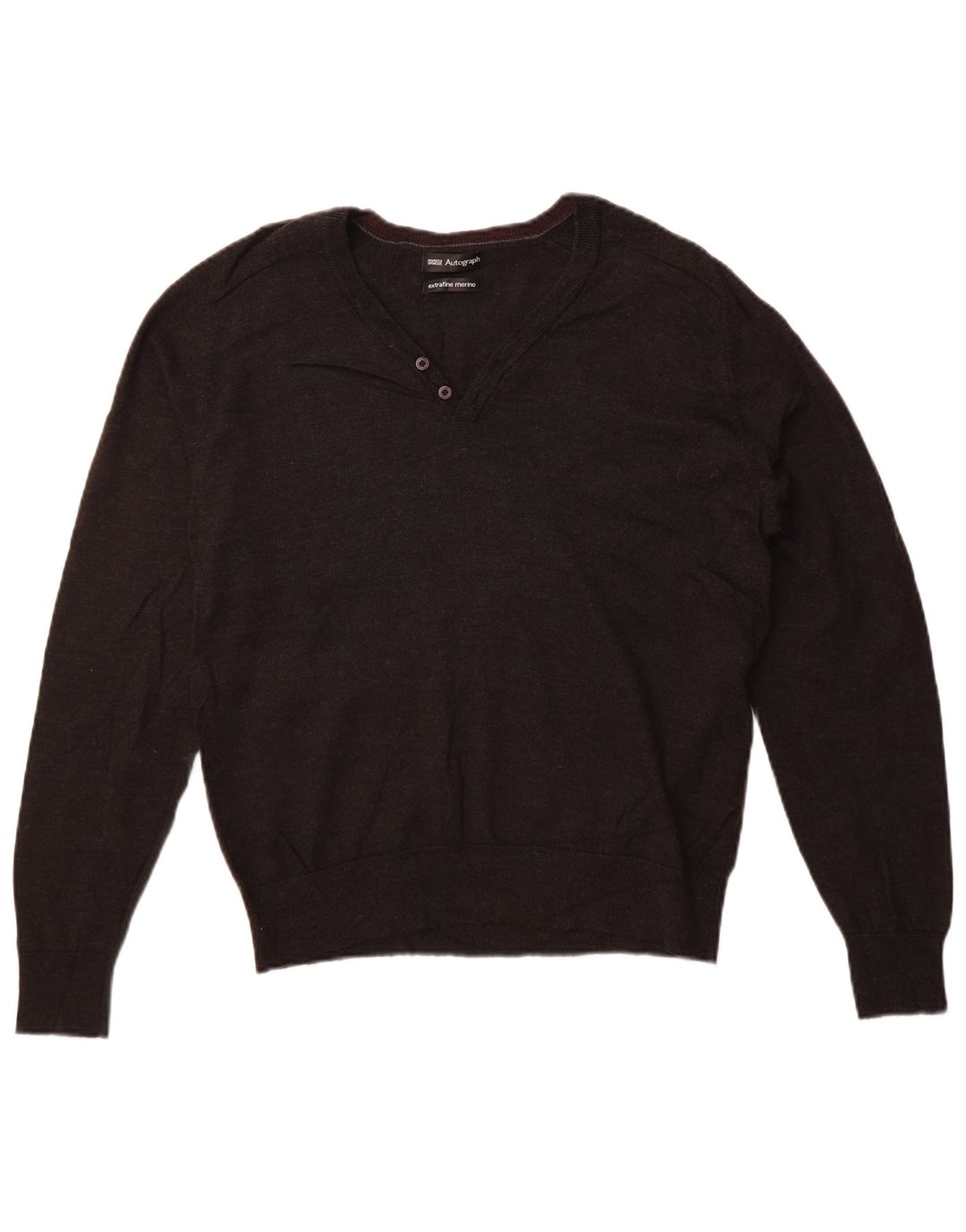 Marks & Spencer Γυναικείο πουλόβερ αυτόγραφο με V λαιμόκοψη UK 16 Large Grey