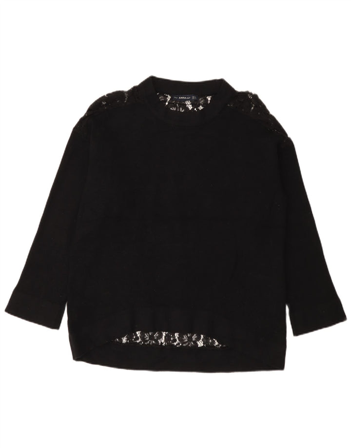 Zara Γυναικεία Μακρυμάνικη Μπλούζα Oversized Μπλούζα UK 10 Small Black
