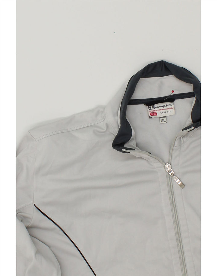 CHAMPION Mens Easy Fit Tracksuit Top Jacket XL Grey Polyester Vintage Champion and Second-Hand Champion from Messina Hembry 