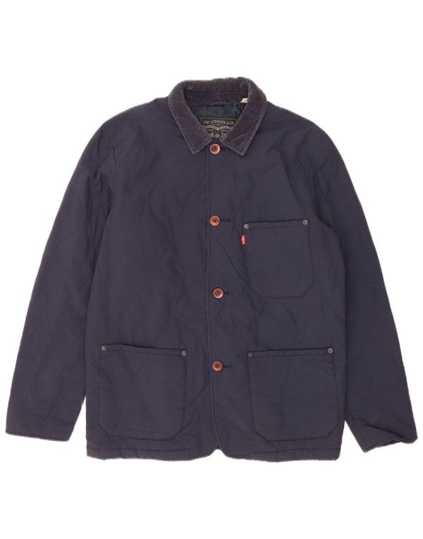 Levi's Mens Quilted Jacket UK 38 Medium Navy Blue Polyamide Classic
